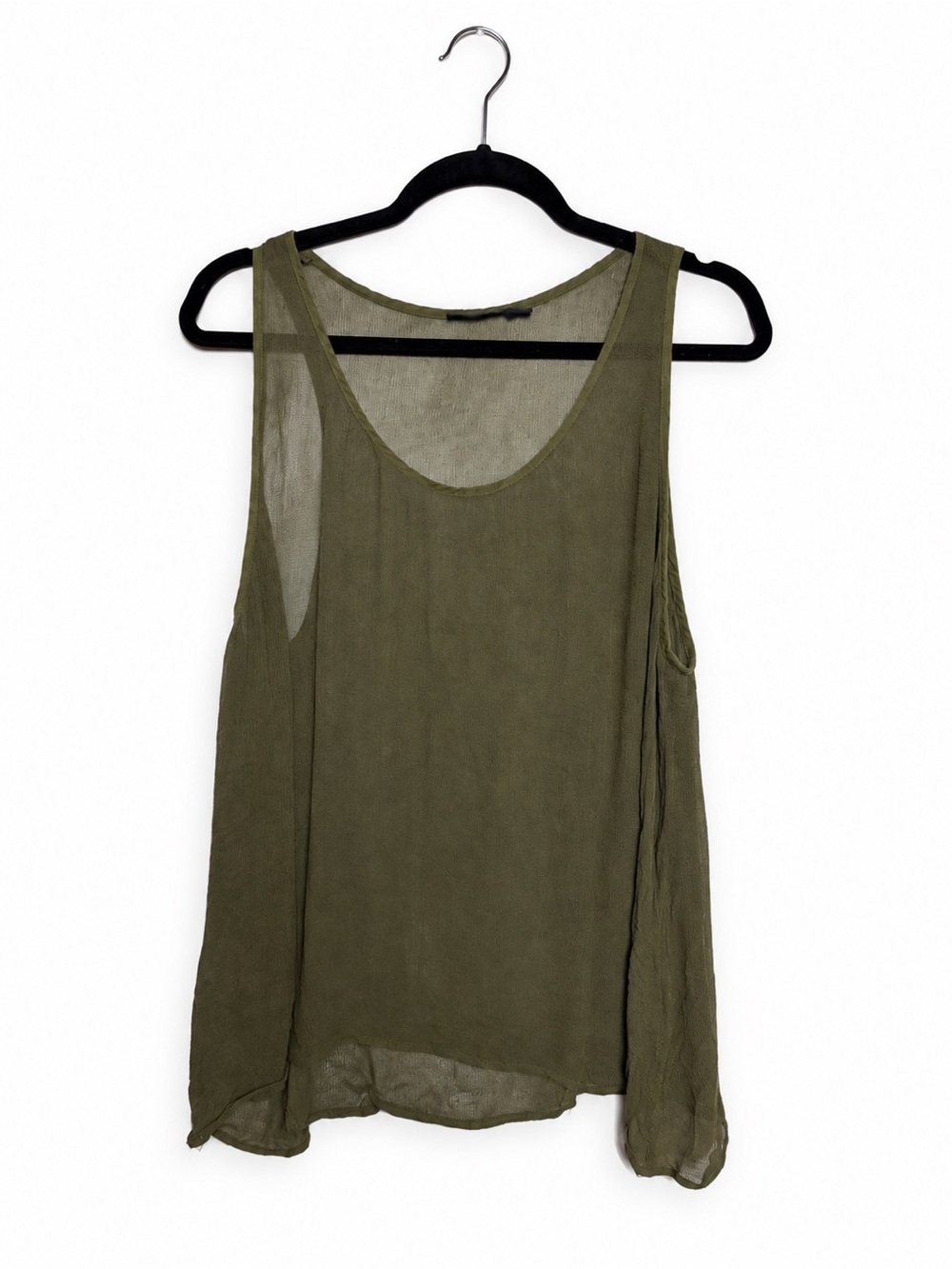 Polo Ralph Lauren Olive Green Sheer Knit Tank Top Size L Lightweight Layering